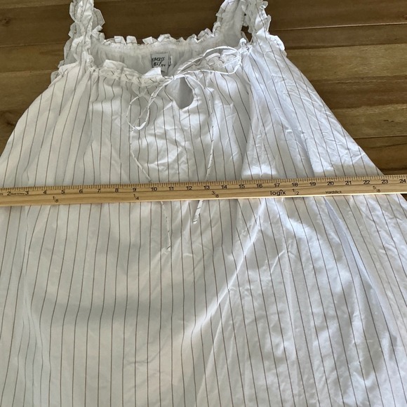 Princess Polly Swing Mini Dress Pinstripe Ruffle Off Shoulder Women's Size 10 - Picture 4 of 8